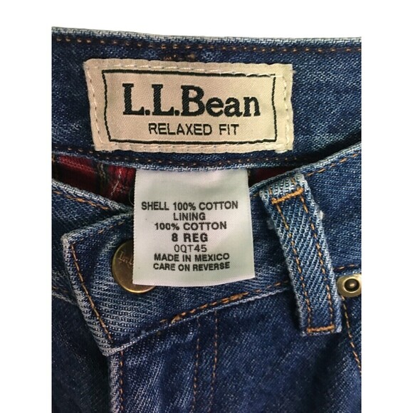 LL Bean Flannel Lined Jeans Women's Size 8 Regular Blue Medium Wash 100% Cotton - Picture 7 of 7
